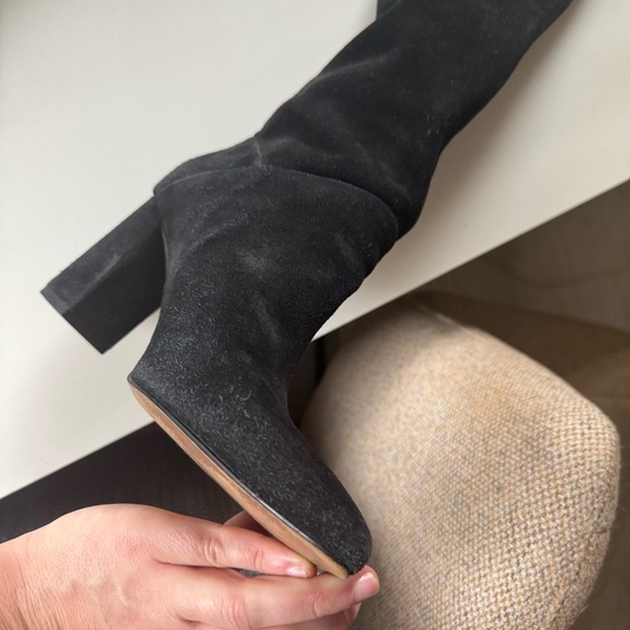 Banana Republic Tall Suede Black Knee-High Women's Boots Slouchy Style 7.5 - Picture 6 of 16